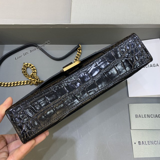 Balenciaga專櫃爆款鱷魚紋鏈條包女士肩背包 巴黎世家沙漏鏈條斜挎包 fyj1891